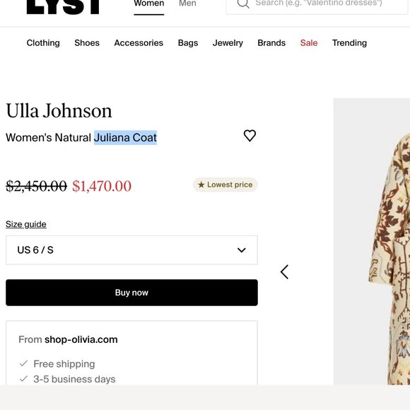 RUNWAY Ulla Johnson Women's Juliana coat With Floral Motif - Picture 7 of 9